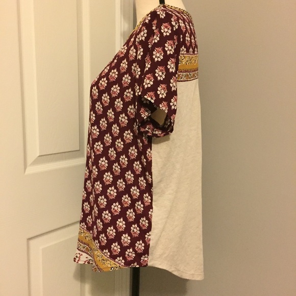 REWIND Short Sleeve Patterned Bohemian Tunic Top - Picture 3 of 5